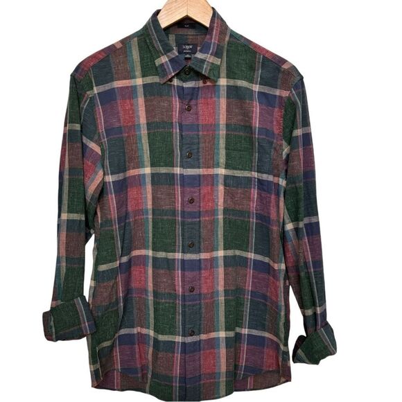 J. Crew Homespun Slim Fit Button Down Plaid Cotton Collared Shirt. Medium. - Picture 1 of 6